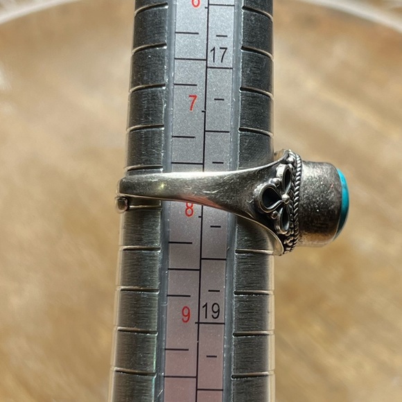 Blue Turquoise Filigree Adjustable 925 Sterling Silver Ring - Picture 12 of 12